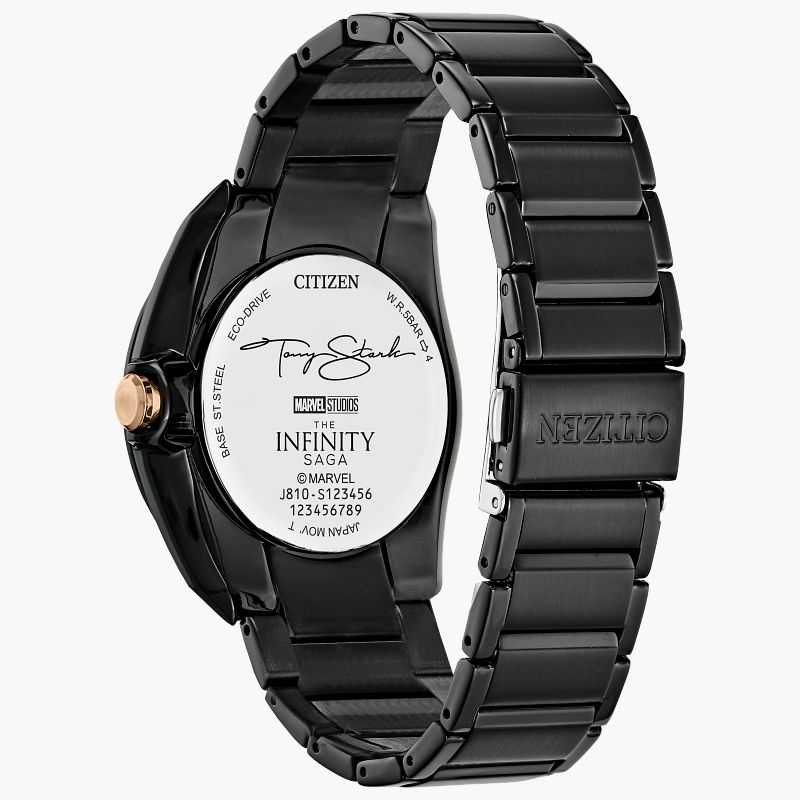 Tony Stark Black Dial Stainless Steel Bracelet AW1019 52W CITIZEN